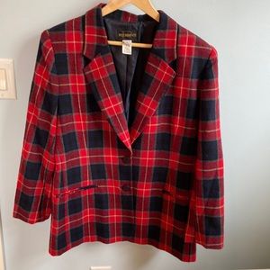 VINTAGE 1980 REQUIREMENTS RED PLAID BLAZER SIZE 14